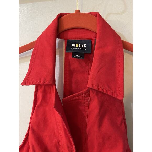 New Anthropologie Maeve Red Sleeveless T-Back Blazer Dress Size XS w/ Pockets - Picture 5 of 7